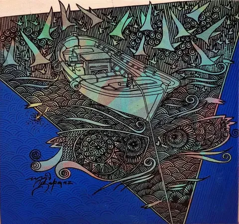 "isimsiz" eseri ENGİN KORKMAZ tarafından 2017 yılında 25x25 cm ölçülerinde Tuval üzeri akrilik boya tekniği ile yapılmıştır.