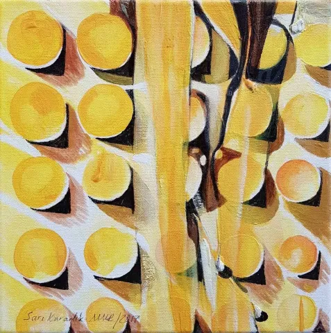 "isimsiz" eseri NUR GÖKBULUT tarafından 2017 yılında 25x25 cm ölçülerinde Tuval üzeri akrilik boya tekniği ile yapılmıştır.