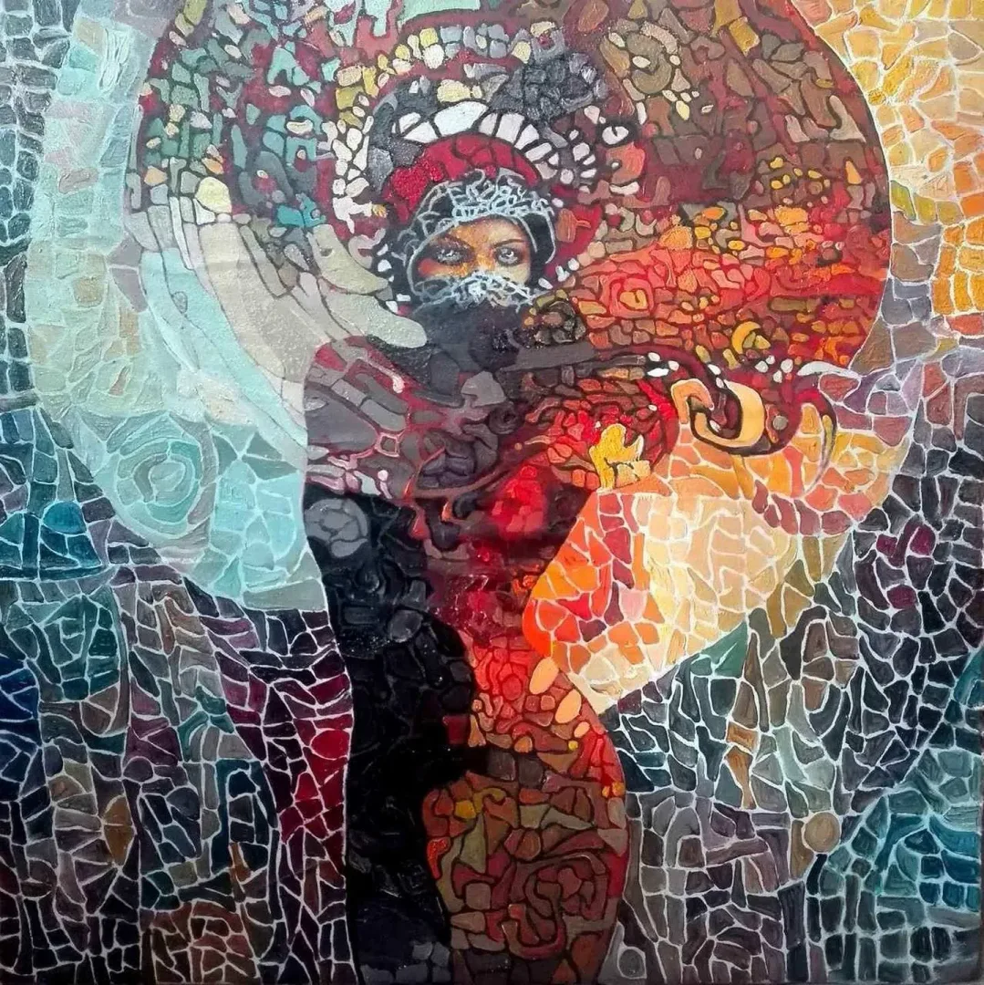 "isimsiz" eseri BİNNUR YÜCEBAŞ RUOCCO tarafından 2017 yılında 25x25 cm ölçülerinde Tuval üzeri yağlı boya tekniği ile yapılmıştır.