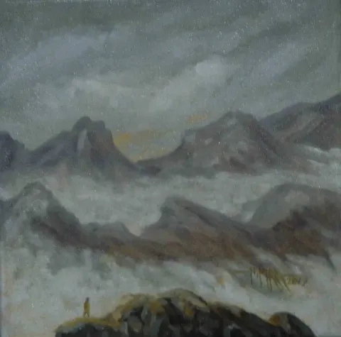 HASAN MİRZA — “isimsiz”, 2017 "isimsiz" eseri HASAN MİRZA tarafından 2017 yılında 25x25 cm ölçülerinde Tuval üzeri yağlı boya tekniği ile yapılmıştır.