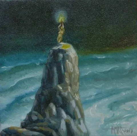 HASAN MİRZA — “isimsiz”, 2017 "isimsiz" eseri HASAN MİRZA tarafından 2017 yılında 25x25 cm ölçülerinde Tuval üzeri yağlı boya tekniği ile yapılmıştır.
