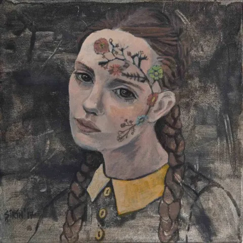 ŞİRİN YILMAZ — “tehdit”, 2017 "tehdit" eseri ŞİRİN YILMAZ tarafından 2017 yılında 25x25 cm ölçülerinde Tuval üzeri akrilik boya tekniği ile yapılmıştır.