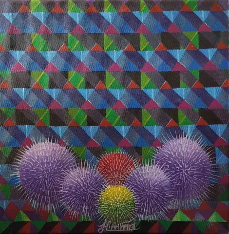 "isimsiz" eseri HİMMET GÜMRAH tarafından 2017 yılında 25x25 cm ölçülerinde Tuval üzeri yağlı boya tekniği ile yapılmıştır.
