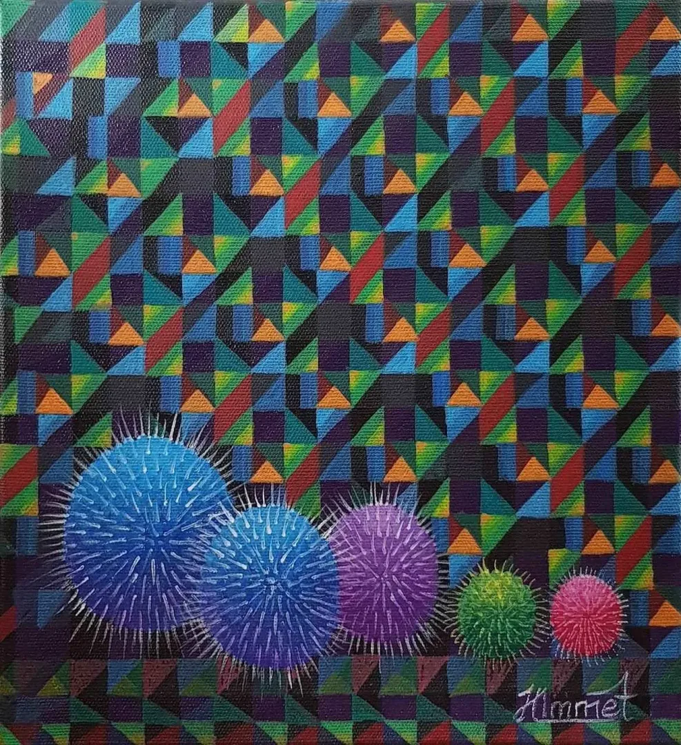 "isimsiz" eseri HİMMET GÜMRAH tarafından 2017 yılında 25x25 cm ölçülerinde Tuval üzeri yağlı boya tekniği ile yapılmıştır.