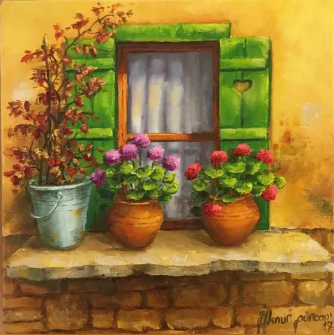 "isimsiz" eseri İLKNUR GÜRCAN tarafından 2017 yılında 25x25 cm ölçülerinde Tuval üzeri yağlı boya tekniği ile yapılmıştır.