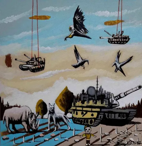 HAKAN ADA — “Düş”, 2017 "Düş" eseri HAKAN ADA tarafından 2017 yılında 25x25 cm ölçülerinde Tuval üzeri akrilik boya tekniği ile yapılmıştır.