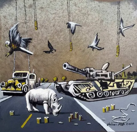 HAKAN ADA — “Düş”, 2017 "Düş" eseri HAKAN ADA tarafından 2017 yılında 25x25 cm ölçülerinde Tuval üzeri akrilik boya tekniği ile yapılmıştır.