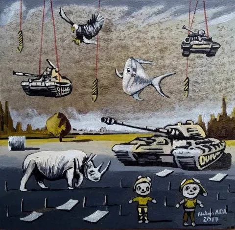 HAKAN ADA — “Düş”, 2017 "Düş" eseri HAKAN ADA tarafından 2017 yılında 25x25 cm ölçülerinde Tuval üzeri akrilik boya tekniği ile yapılmıştır.