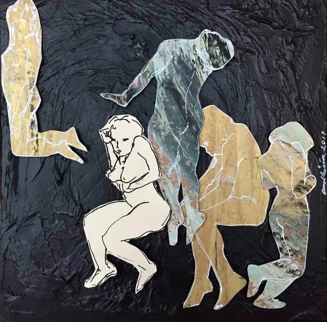"Relations" eseri EMEL ÜLÜŞ tarafından 2017 yılında 25x25 cm ölçülerinde Tuval üzeri karışık teknik tekniği ile yapılmıştır.
