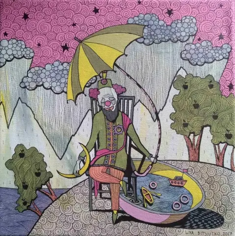 "Inland Rain" eseri LİYA BİTSİUTKO tarafından 2017 yılında 25x25 cm ölçülerinde Kağıt üzeri karışık teknik tekniği ile yapılmıştır.