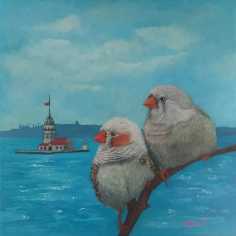 DİLARA KOZ — “Kız Kulesi”, 2017 "Kız Kulesi" eseri DİLARA KOZ tarafından 2017 yılında 25x25 cm ölçülerinde Tuval üzeri akrilik boya tekniği ile yapılmıştır.
