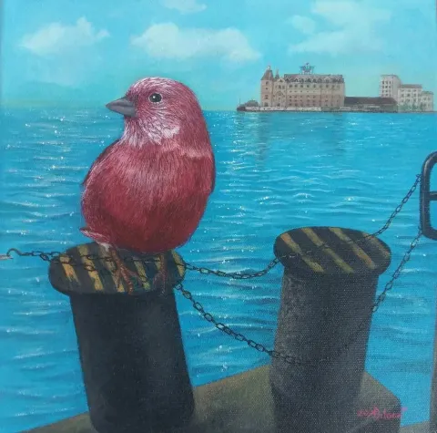 "Haydarpaşa Garı" eseri DİLARA KOZ tarafından 2017 yılında 25x25 cm ölçülerinde Tuval üzeri akrilik boya tekniği ile yapılmıştır.