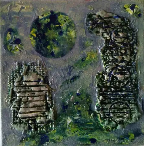 EMRE ATLAN — “isimsiz”, 2017 "isimsiz" eseri EMRE ATLAN tarafından 2017 yılında 25x25 cm ölçülerinde Tuval üzeri karışık teknik tekniği ile yapılmıştır.