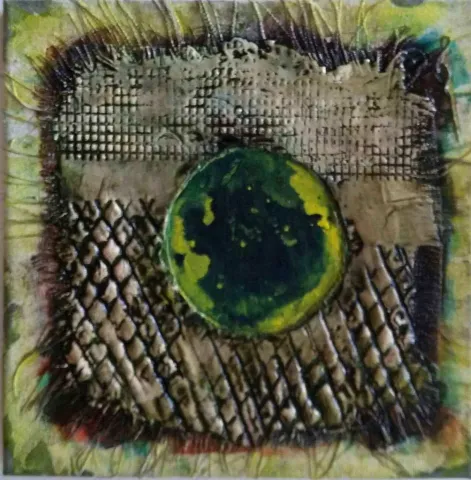 EMRE ATLAN — “isimsiz”, 2017 "isimsiz" eseri EMRE ATLAN tarafından 2017 yılında 25x25 cm ölçülerinde Tuval üzeri karışık teknik tekniği ile yapılmıştır.