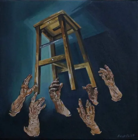 PINAR BÜYÜK — “devinim”, 2017 "devinim" eseri PINAR BÜYÜK tarafından 2017 yılında 25x25 cm ölçülerinde Tuval üzeri yağlı boya tekniği ile yapılmıştır.