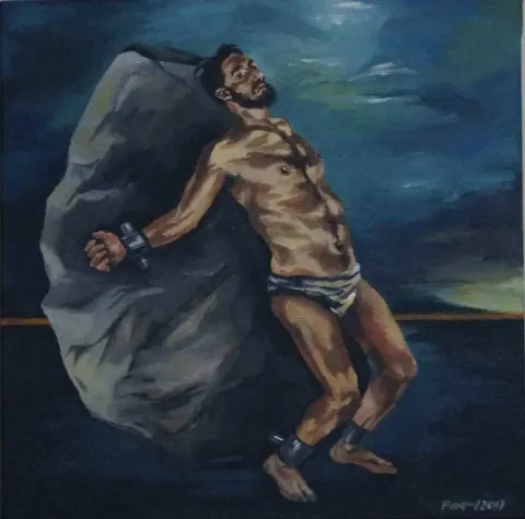 "prometheus" eseri PINAR BÜYÜK tarafından 2017 yılında 25x25 cm ölçülerinde Tuval üzeri yağlı boya tekniği ile yapılmıştır.