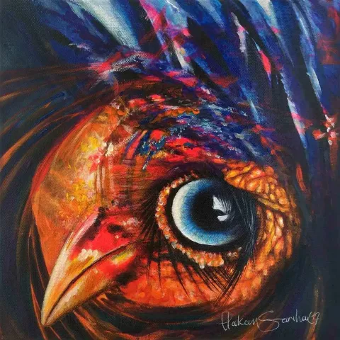 "Acayipimsiler" eseri HAKAN SARIHAN tarafından 2017 yılında 25x25 cm ölçülerinde Tuval üzeri akrilik boya tekniği ile yapılmıştır.