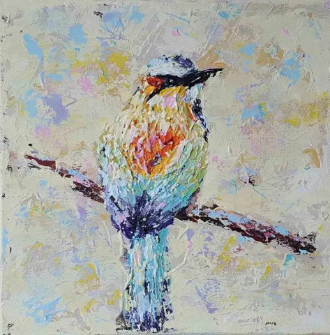 "isimsiz" eseri LEYLA ALİYEVA tarafından 2017 yılında 25x25 cm ölçülerinde Tuval üzeri yağlı boya tekniği ile yapılmıştır.