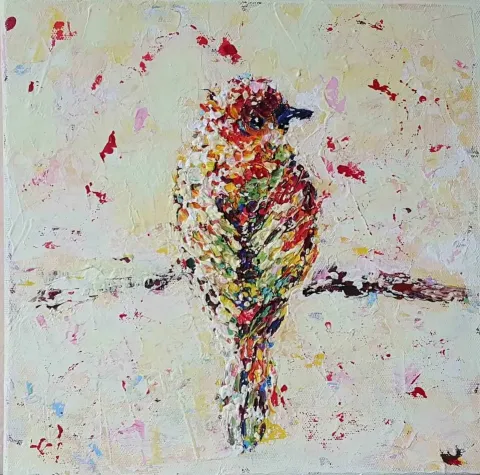 "isimsiz" eseri LEYLA ALİYEVA tarafından 2017 yılında 25x25 cm ölçülerinde Tuval üzeri yağlı boya tekniği ile yapılmıştır.