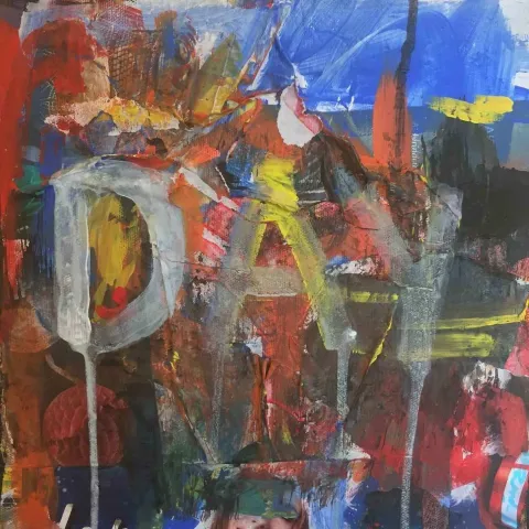 "Day" eseri YAĞMUR TURAN tarafından 2017 yılında 25x25 cm ölçülerinde Tuval üzeri karışık teknik tekniği ile yapılmıştır.