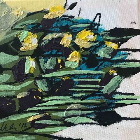 "25x25" eseri MERVE GÜVEN tarafından 2017 yılında 25x25 cm ölçülerinde Tuval üzeri akrilik boya tekniği ile yapılmıştır.