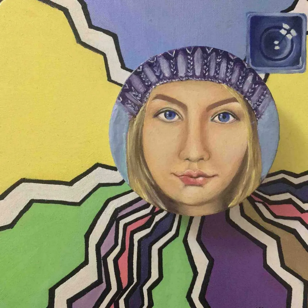 yakınlaştır "Selfie" eseri GİZEM FATMA ÇETİN tarafından 2017 yılında 25x25 cm ölçülerinde Tuval üzeri karışık teknik tekniği ile yapılmıştır.
