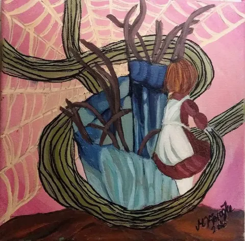 "isimsiz" eseri MELİKE KÖROĞLU tarafından 25x25 cm ölçülerinde Tuval üzeri yağlı boya tekniği ile yapılmıştır.