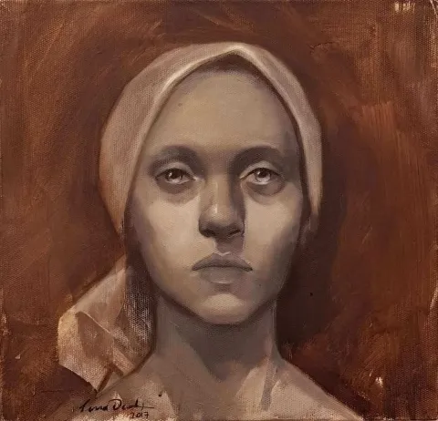 SEMA ÖCAL — “isimsiz”, 2017 "isimsiz" eseri SEMA ÖCAL tarafından 2017 yılında 25x25 cm ölçülerinde Tuval üzeri akrilik boya tekniği ile yapılmıştır.