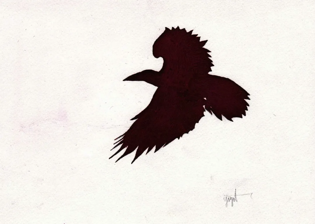 "Karga" eseri YİĞİT ALTIPARMAKOĞULLARI tarafından 2013 yılında 15x21 cm ölçülerinde Kağıt üzeri Ekolin tekniği ile yapılmıştır.