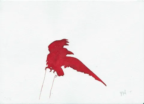 YİĞİT ALTIPARMAKOĞULLARI — “Karga”, 2013 "Karga" eseri YİĞİT ALTIPARMAKOĞULLARI tarafından 2013 yılında 15x21 cm ölçülerinde Kağıt üzeri Ekolin tekniği ile yapılmıştır.