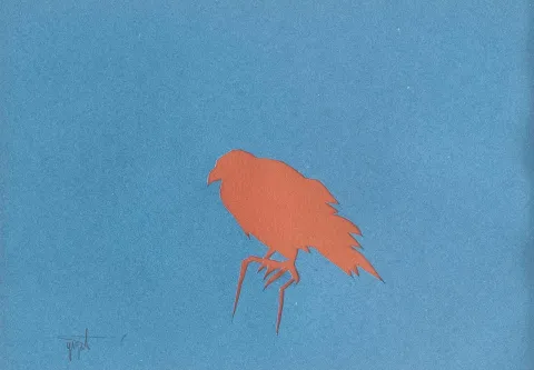 "Karga" eseri YİĞİT ALTIPARMAKOĞULLARI tarafından 2013 yılında 15x21 cm ölçülerinde Kağıt Oyma tekniği ile yapılmıştır.