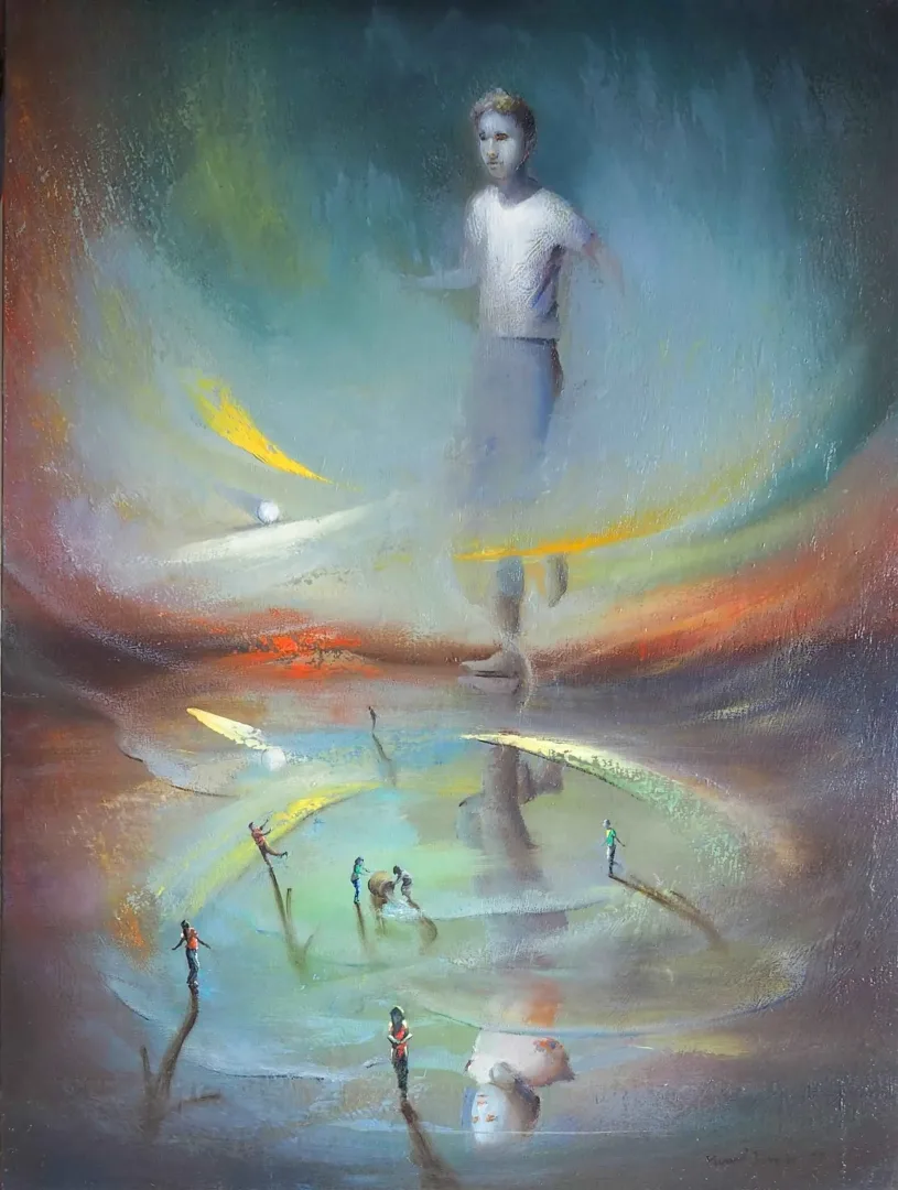 "Evren ve İnsan 2" eseri YUSUF ŞENGÜR tarafından 2017 yılında 80x60 cm ölçülerinde Tuval üzeri yağlı boya tekniği ile yapılmıştır.