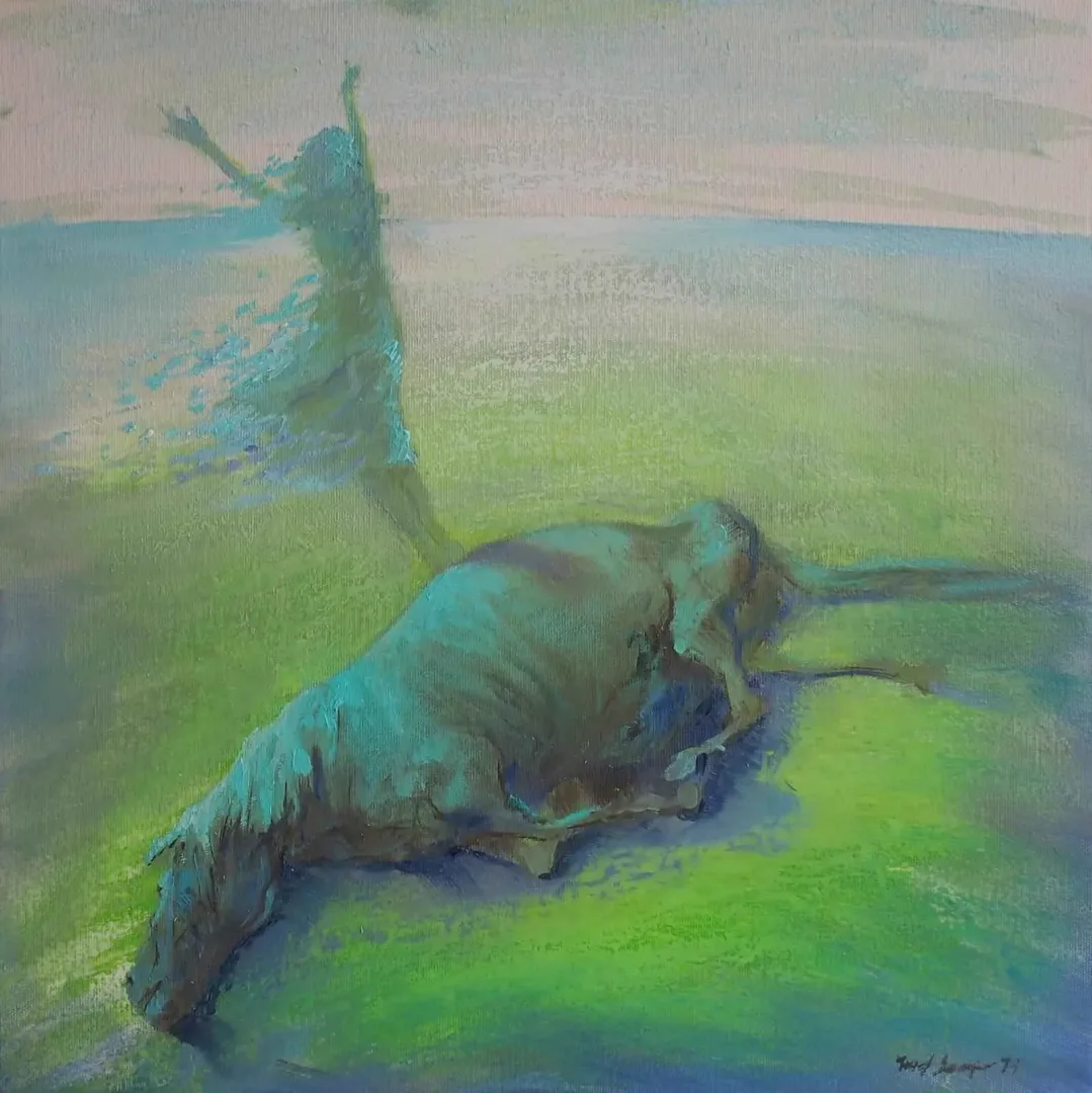 "isimsiz" eseri YUSUF ŞENGÜR tarafından 2017 yılında 40x40 cm ölçülerinde Tuval üzeri yağlı boya tekniği ile yapılmıştır.