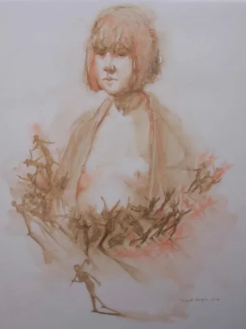 "isimsiz" eseri YUSUF ŞENGÜR tarafından 2016 yılında 50x35 cm ölçülerinde Desen tekniği ile yapılmıştır.