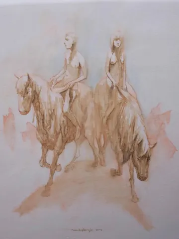 "isimsiz" eseri YUSUF ŞENGÜR tarafından 2016 yılında 50x35 cm ölçülerinde Desen tekniği ile yapılmıştır.