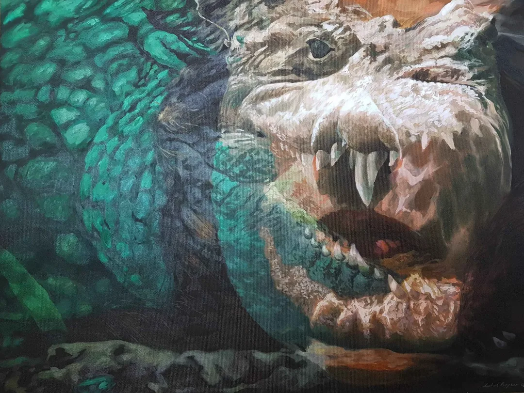 yakınlaştır "Bilinç Katmanları - Timsah" eseri ZUHAL BAYSAR tarafından 2016 yılında 90x120 cm ölçülerinde Tuval üzeri yağlı boya tekniği ile yapılmıştır.