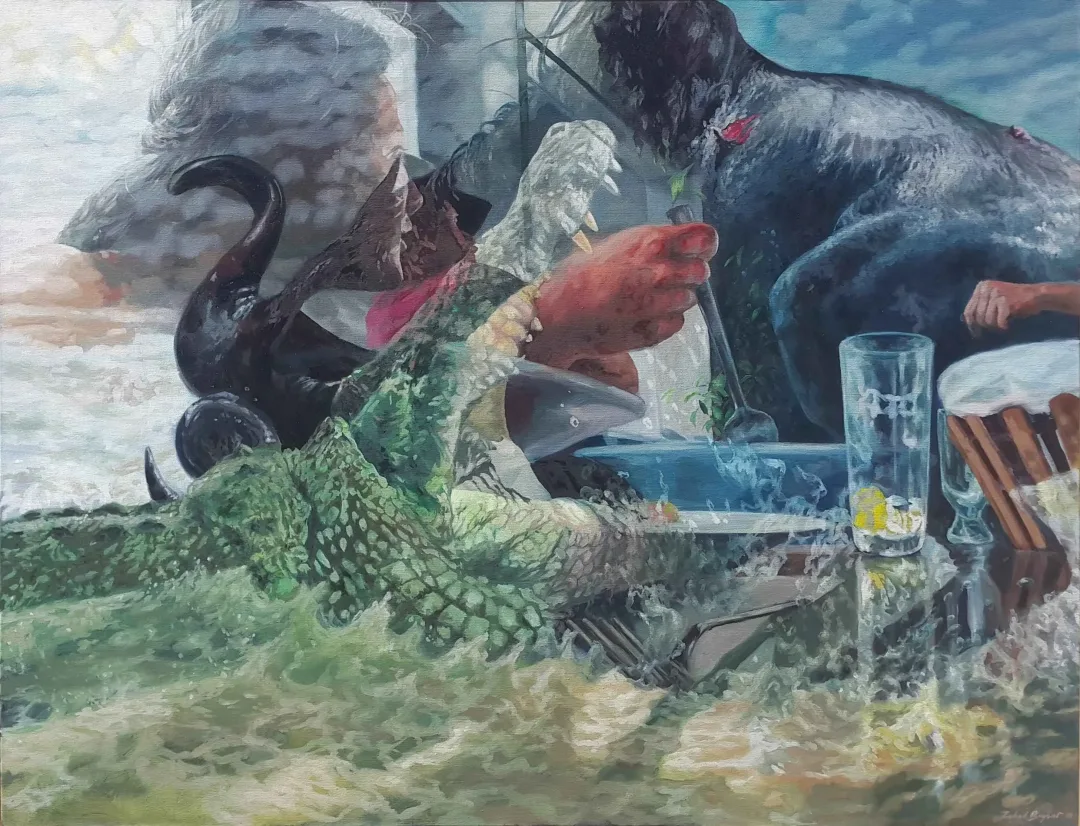 yakınlaştır "Yemek" eseri ZUHAL BAYSAR tarafından 2016 yılında 100x130 cm ölçülerinde Tuval üzeri yağlı boya tekniği ile yapılmıştır.