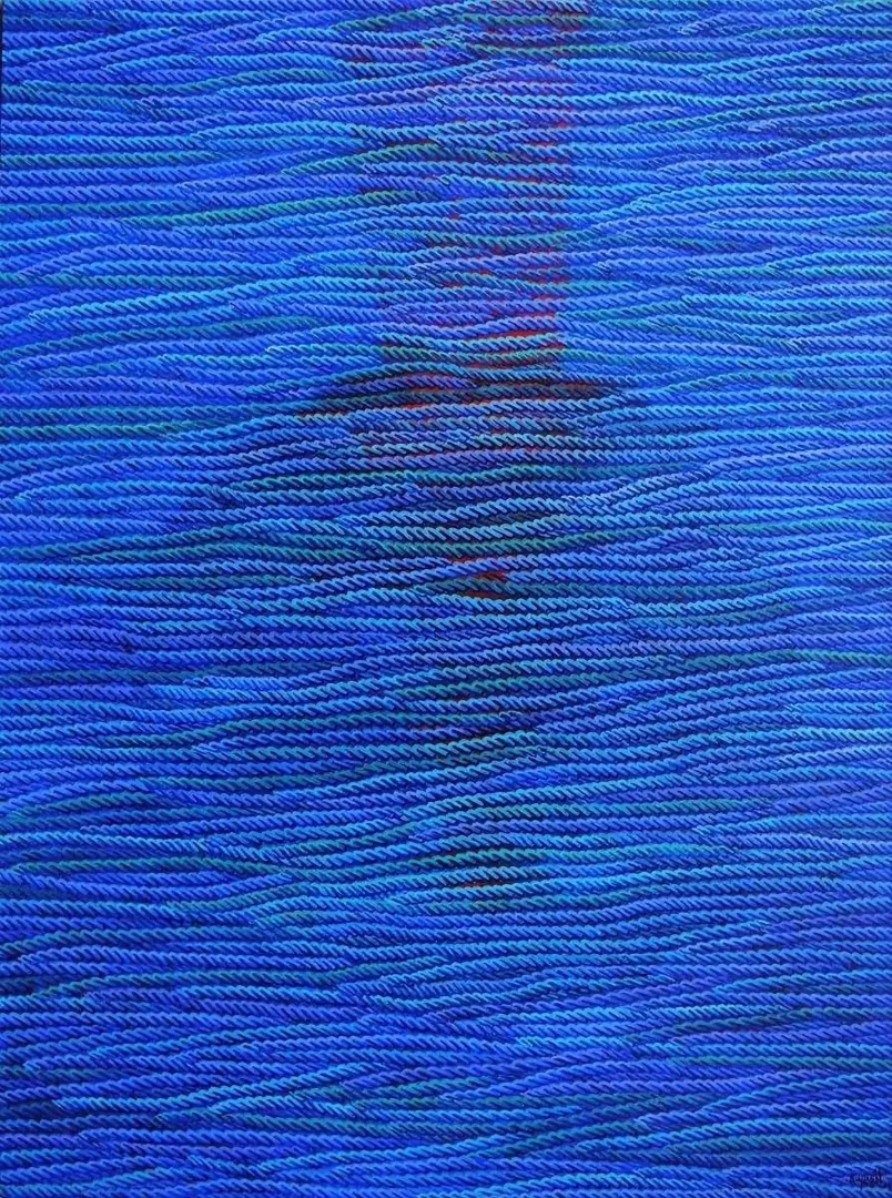 "Mavi Üzerine Notlar" eseri AHMET YEŞİL tarafından 2017 yılında 160x120 cm ölçülerinde Tuval üzeri yağlı boya tekniği ile yapılmıştır.