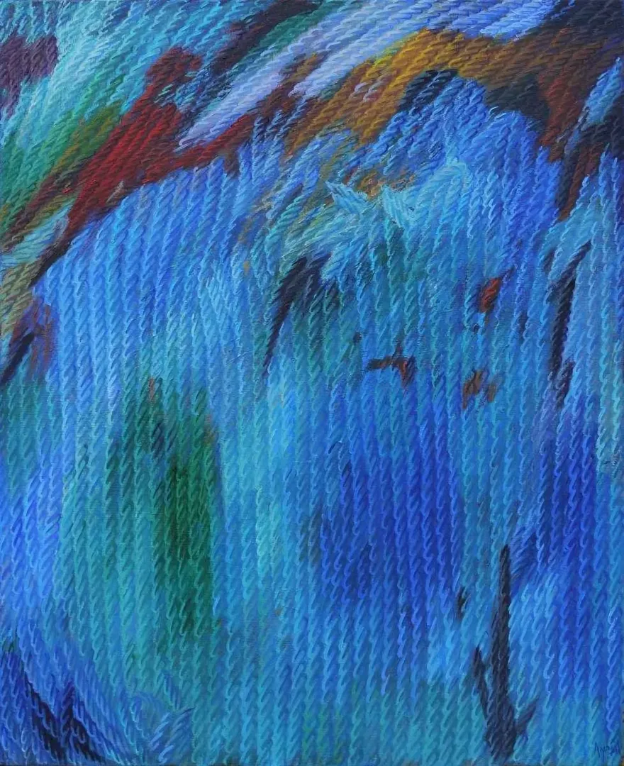yakınlaştır "Sesler ve İzler" eseri AHMET YEŞİL tarafından 2017 yılında 85x65 cm ölçülerinde Tuval üzeri yağlı boya tekniği ile yapılmıştır.