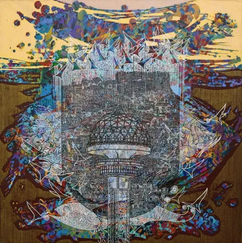Bu eser ENGİN KORKMAZ tarafından 2018 yılında 60x60 cm ölçülerinde Tuval üzeri akrilik boya tekniği ile yapılmıştır.
