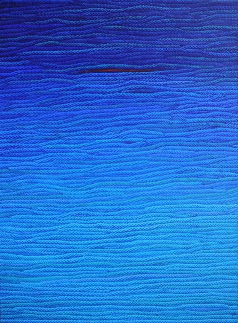 AHMET YEŞİL — “Mavi Üzerine Notlar”, 2017 "Mavi Üzerine Notlar" eseri AHMET YEŞİL tarafından 2017 yılında 160x120 cm ölçülerinde Tuval üzeri yağlı boya tekniği ile yapılmıştır.