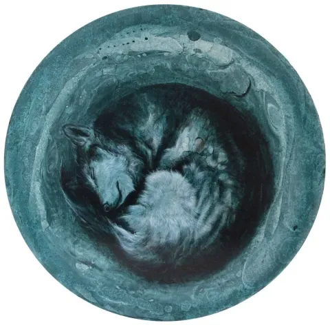 EDA UZUN — “Asena Uykuda”, 2017 "Asena Uykuda" eseri EDA UZUN tarafından 2017 yılında 60x60 cm ölçülerinde Tuval üzeri karışık teknik tekniği ile yapılmıştır.