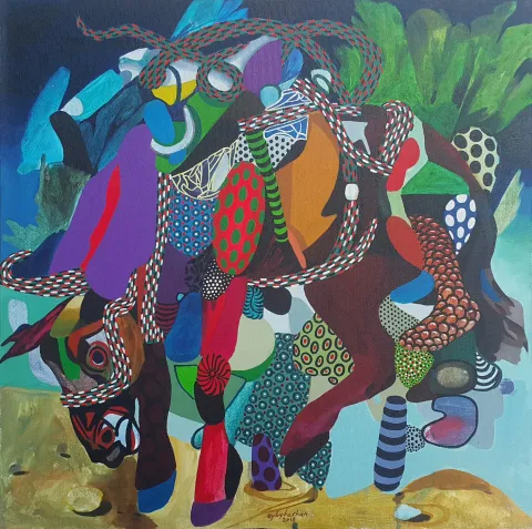 LEVENT OYLUÇTARHAN — 2018 Bu eser LEVENT OYLUÇTARHAN tarafından 2018 yılında 60x60 cm ölçülerinde Tuval üzeri yağlı boya tekniği ile yapılmıştır.