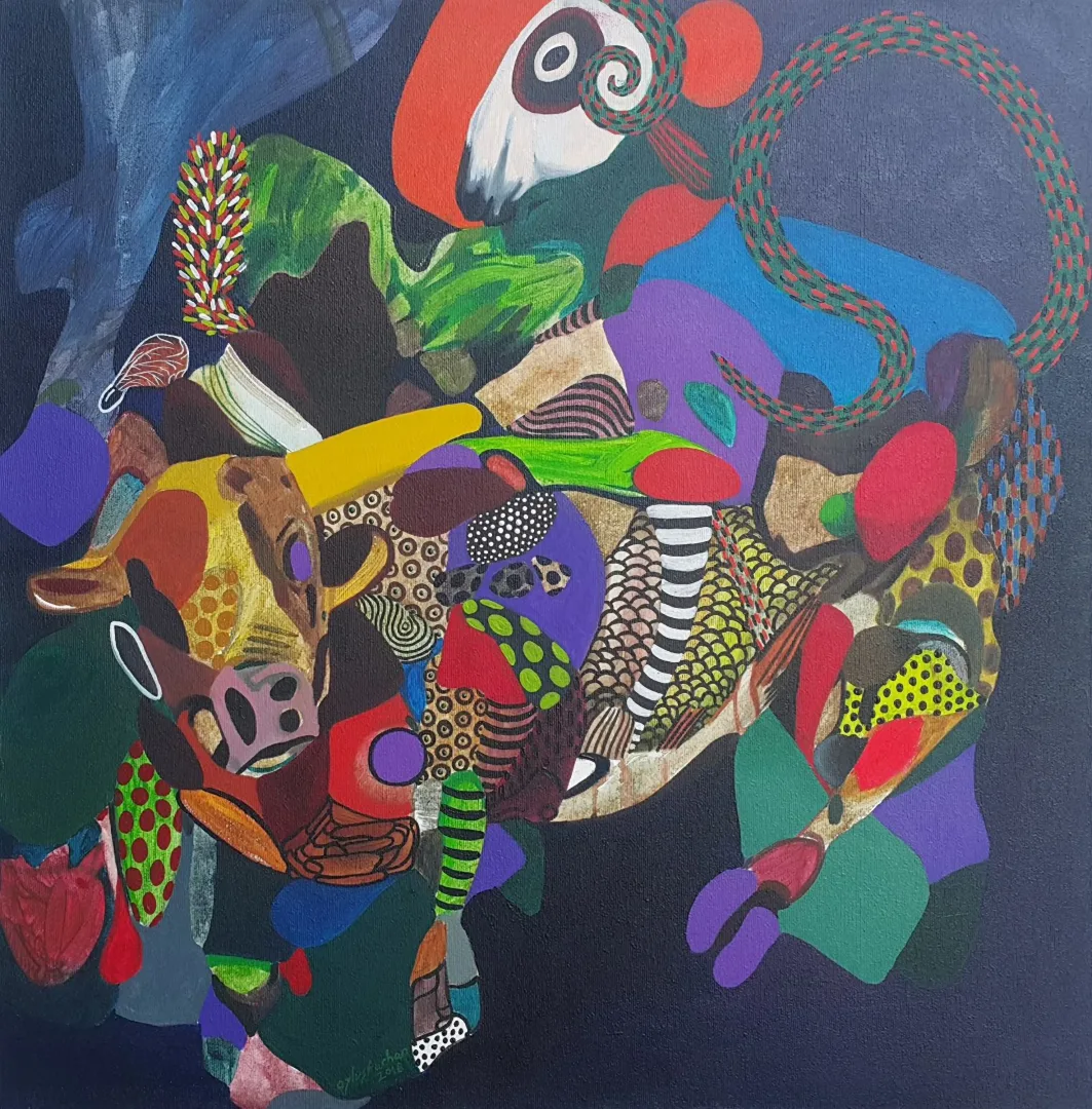 "İsimsiz" eseri LEVENT OYLUÇTARHAN tarafından 2018 yılında 60x60 cm ölçülerinde Tuval üzeri yağlı boya tekniği ile yapılmıştır.