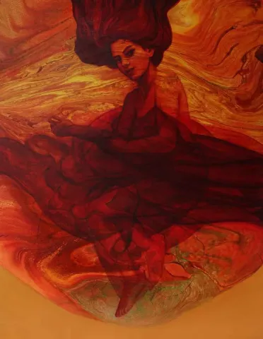 EDA UZUN — “Od”, 2017 "Od" eseri EDA UZUN tarafından 2017 yılında 120x90 cm ölçülerinde Tuval üzeri karışık teknik tekniği ile yapılmıştır.