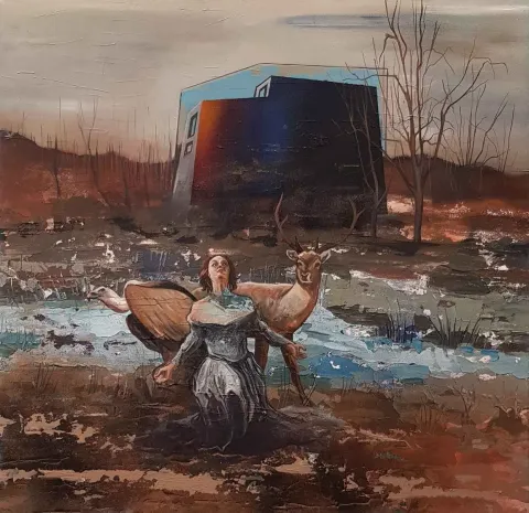 Bu eser MAHMUT ÖZDEMİR tarafından 2018 yılında 60x60 cm ölçülerinde Tuval üzeri karışık teknik tekniği ile yapılmıştır.