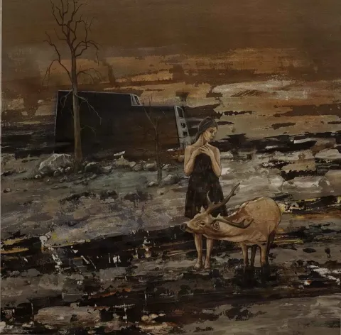 Bu eser MAHMUT ÖZDEMİR tarafından 2018 yılında 60x60 cm ölçülerinde Tuval üzeri karışık teknik tekniği ile yapılmıştır.
