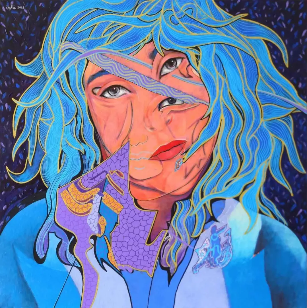 "İki Genç Portresi" eseri NECMETTİN ÖZLÜ tarafından 60x60 cm ölçülerinde Tuval üzeri akrilik boya tekniği ile yapılmıştır.