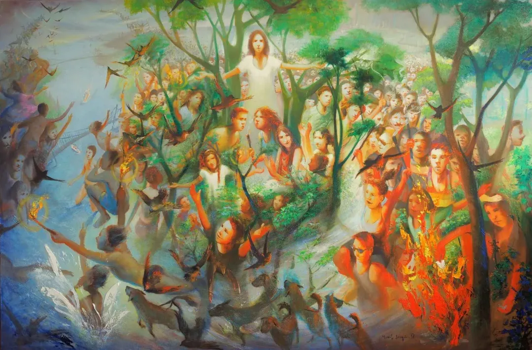 yakınlaştır "Özgürlük Seremonisi" eseri YUSUF ŞENGÜR tarafından 2018 yılında 160x240 cm ölçülerinde Tuval üzeri yağlı boya tekniği ile yapılmıştır.