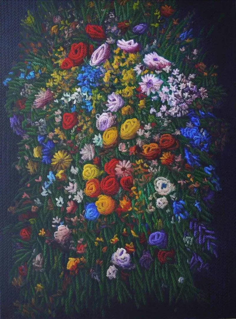 "Benim Çiçeklerim" eseri AHMET YEŞİL tarafından 2018 yılında 150x110 cm ölçülerinde Tuval üzeri yağlı boya tekniği ile yapılmıştır.